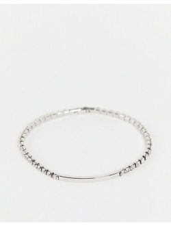 iced pave bracelet with bar detail in silver tone