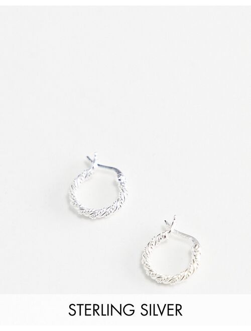 ASOS DESIGN sterling silver 10mm twisted hoop earrings in silver