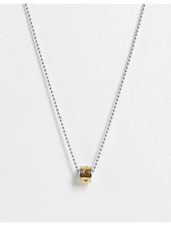 stainless steel neckchain with movement pendant in mixed metal