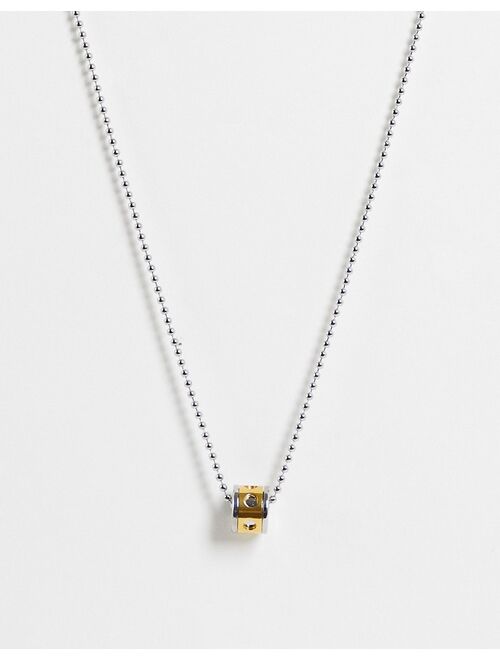 ASOS DESIGN stainless steel neckchain with movement pendant in mixed metal