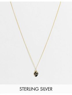 sterling silver neckchain with alien pendant in 14k gold plate