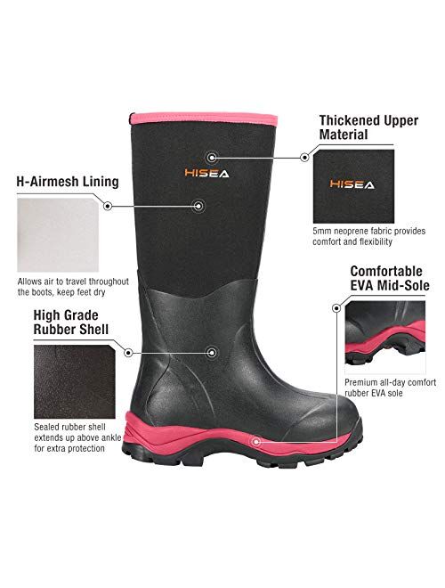 HISEA Women's Hunting Boots Insulated Rubber Boots Waterproof Muck Mud Boots Outdoor