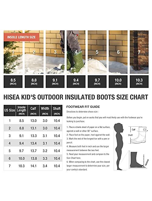 HISEA Kid's Winter Rain Boots Insulated Snow Boots Waterproof Muck Mud Boot for Boys Girls Toddlers