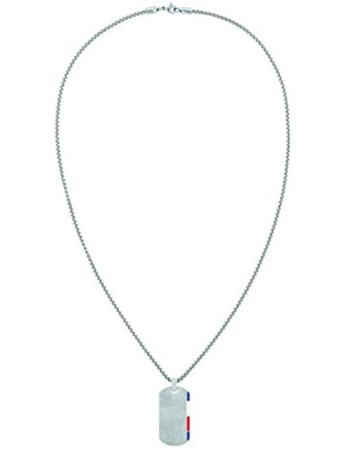 Tommy Hilfiger Men's Jewelry Stainless Steel Logo ID Dog Tag Necklace Color: Silver (Model: 2790248)