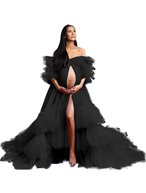 Tianzhihe Maternity Robe Dressing Gown Photoshoot Beach CoverUp Sheer Long Bridal Lingerie Puffy Wedding Scraf