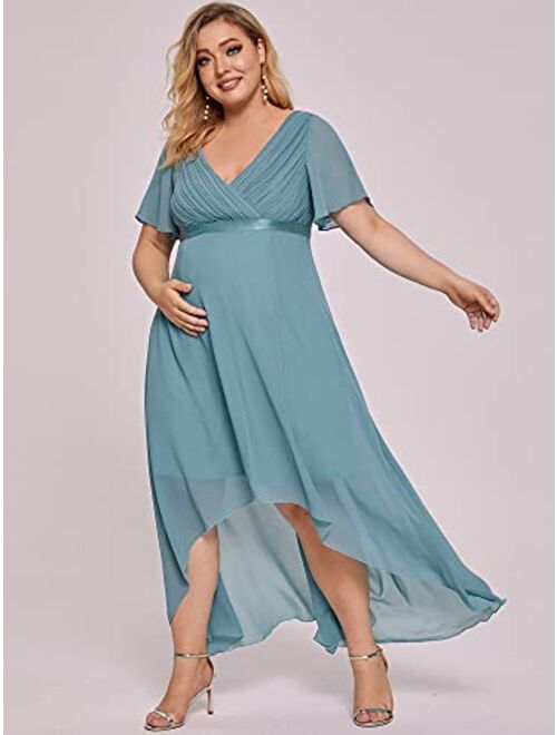 Ever-Pretty Women's Plus Size V-Neck High Low Chiffon Maternity Formal Evening Gown 20856-PZ