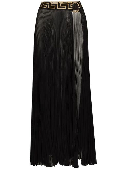 Versace Greca plisse pleated maxi skirt