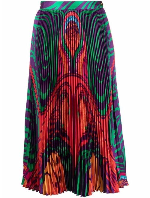 Versace Medusa Music-print plisse pleated midi skirt