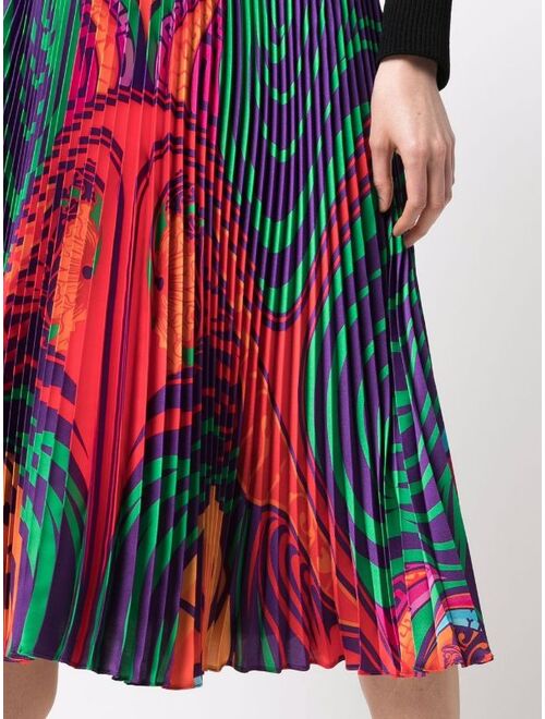 Versace Medusa Music-print plisse pleated midi skirt