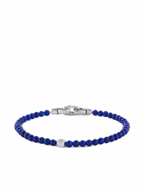 David Yurman silver and sapphire 4mm evil eye lapis lazuli beaded bracelet