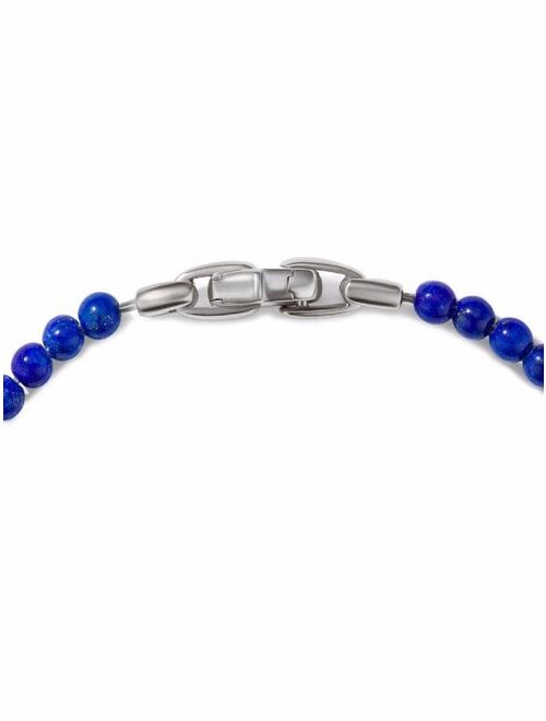 David Yurman silver and sapphire 4mm evil eye lapis lazuli beaded bracelet