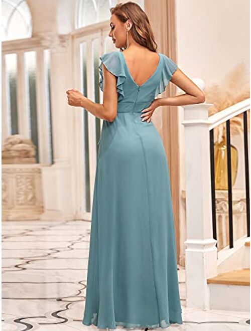 Ever-Pretty Women's Spilt Side Sleeveless Chiffon Long Bridesmaid Dress 0208