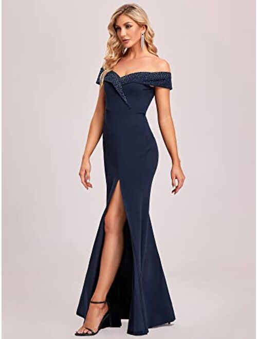 Ever-Pretty Women's Off-Shoulder Side Slit Mermaid Evening Dresses 50149