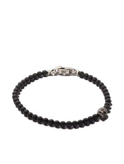 Spiritual Beads black onyx and silver skull bracelet