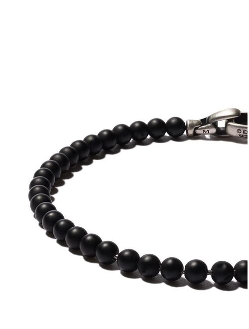 David Yurman Spiritual Beads black onyx and silver skull bracelet