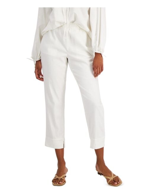 Alfani Cropped Linen Jogger Pants, Created for Macy's