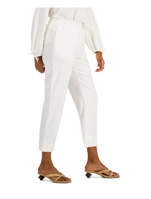 Alfani Cropped Linen Jogger Pants, Created for Macy's