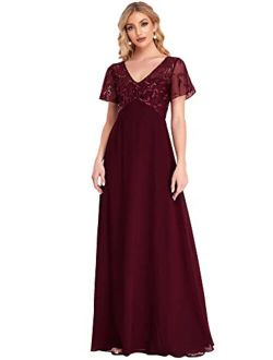 Women's A-Line Sweetheart Illusion Embroidered Maxi Party Evening Dress 7706