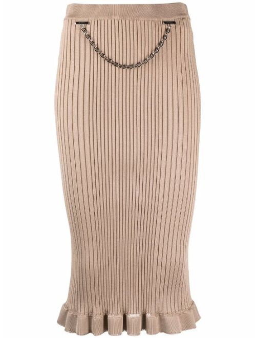 Givenchy ribbed chain-trim pencil skirt