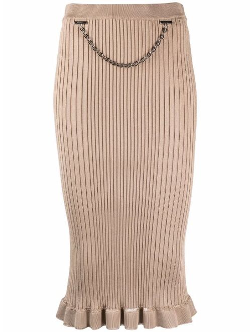 Givenchy ribbed chain-trim pencil skirt