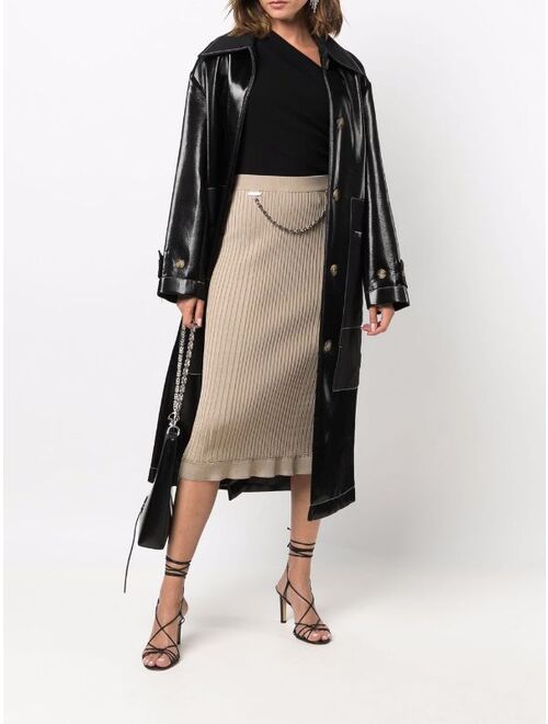 Givenchy ribbed chain-trim pencil skirt