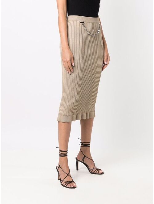 Givenchy ribbed chain-trim pencil skirt