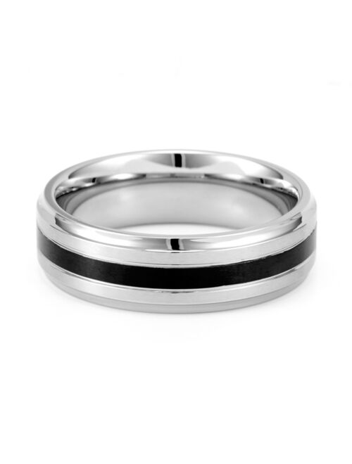Eves's jewelry Eve's Jewelry Men's Stainless Steel Band with Single Black Inlay