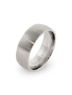 Eve's Jewelry Men's 7mm Brushed Stainless Steel " Yours Always" Wedding Band