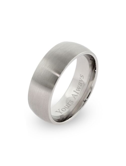 Eves's jewelry Eve's Jewelry Men's 7mm Brushed Stainless Steel " Yours Always" Wedding Band