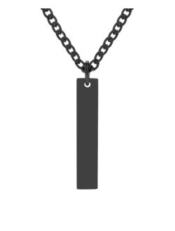Eve's Jewelry Men's Black Plated Stainless Steel Vertical Pendant Necklace