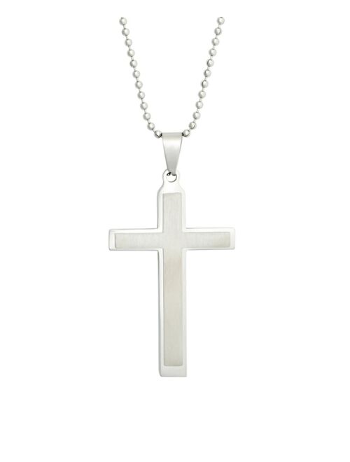 Eves's jewelry Eve's Jewelry Men's Brushed Stainless Steel Cross Pendant Necklace