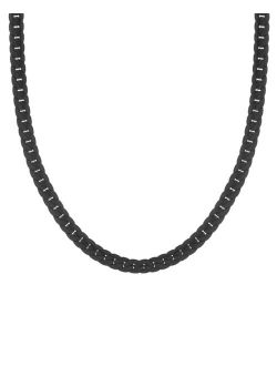 Eve's Jewelry Men's Black Plate Flat Curb Chain Necklace