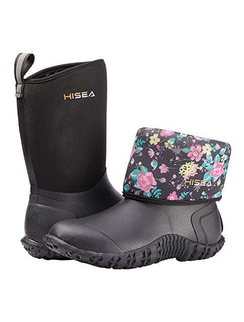 HISEA Women's Rubber Garden Boots Waterproof Insulated Yard Gardening Shoes Mid Height for Muck Mud Working Outdoor