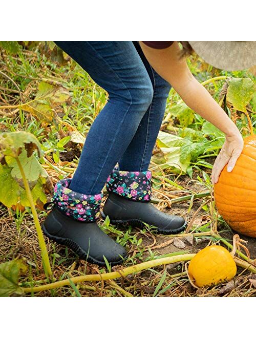 HISEA Women's Rubber Garden Boots Waterproof Insulated Yard Gardening Shoes Mid Height for Muck Mud Working Outdoor