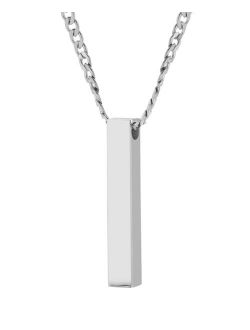 Eve's Jewelry Men's Stainless Steel Vertical Square Pendant Necklace