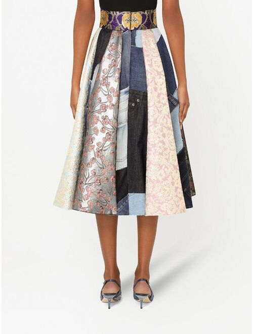 Dolce & Gabbana patchwork-print midi skirt