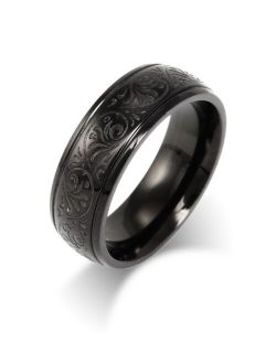 Eve's Jewelry Men's Stainless Steel Carved Design Ring