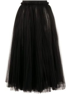 ruched tulle midi skirt