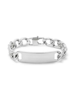 Eve's Jewelry Men's Stainless Steel Curb Link Id Bracelet
