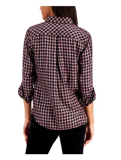 Tommy Hilfiger Shine Plaid Button-Front Shirt