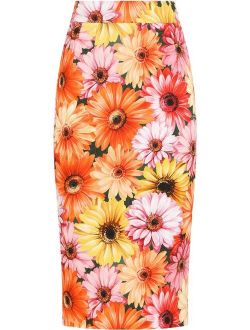 sunflower print pencil skirt