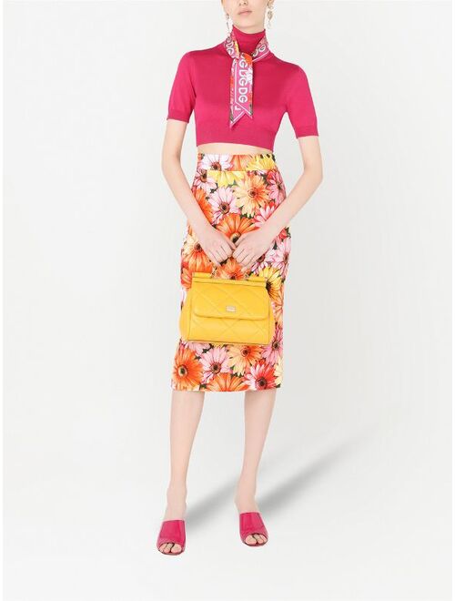 Dolce & Gabbana sunflower print pencil skirt