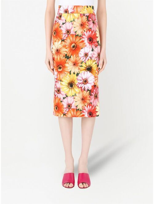 Dolce & Gabbana sunflower print pencil skirt
