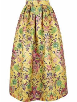 high-waisted patterned-jacquard skirt