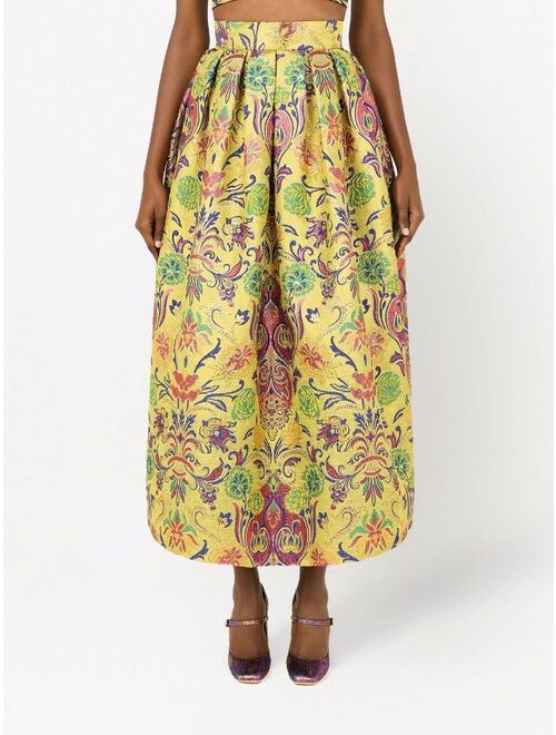 Dolce & Gabbana high-waisted patterned-jacquard skirt