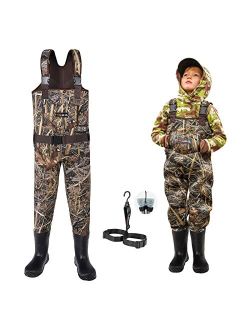 Kids Chest Waders for Toddler & Children Neoprene Youth Duck Hunting Waders for Kids Boys Girls with Insulated Boots