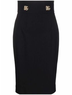 logo-embellished midi skirt