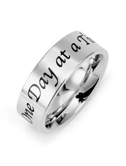 Eve's Jewelry Men's One Day at a Time Stainless Steel Message Ring