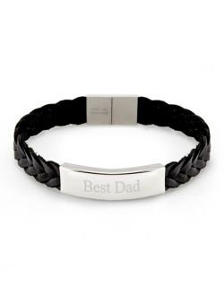 Eve's Jewelry Men's Brai Ded Leather Best Dad Id Bracelet