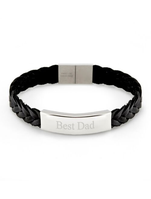 Eves's jewelry Eve's Jewelry Men's Brai Ded Leather Best Dad Id Bracelet